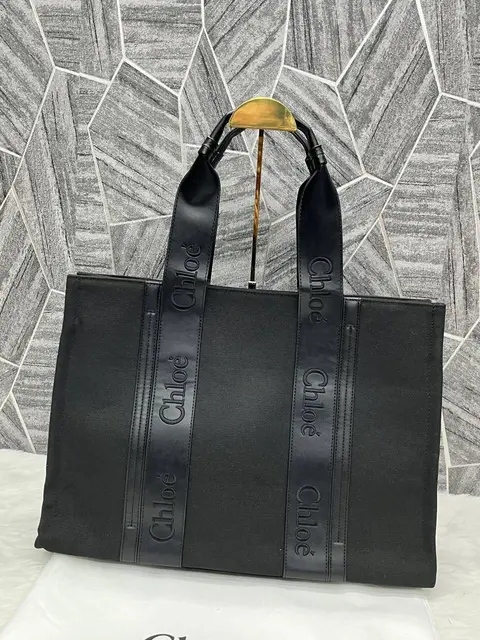 Chloe Woody Canvas Tote Bag Large With Dust Cover