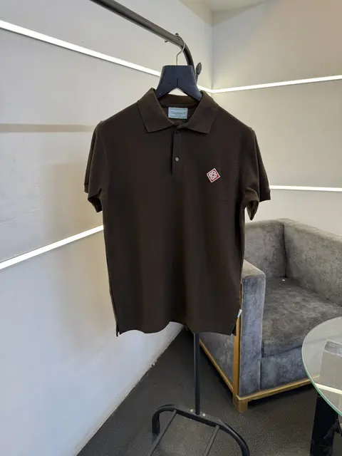 Casablanca dark brown imported knitted fabric polo tshirt sale