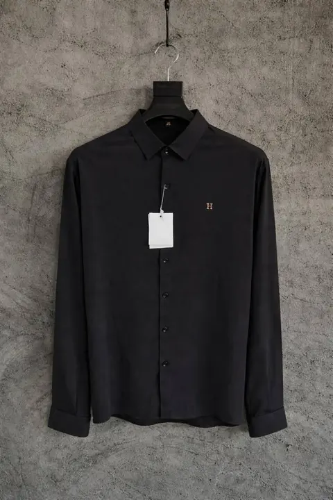 Hermes Chest Logo Japanese Lycra Full Sleeves Shirt Black