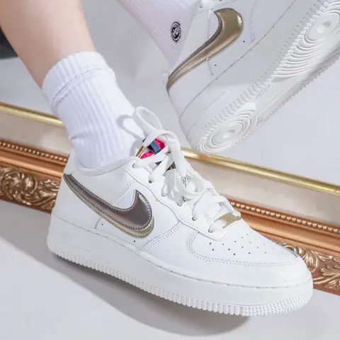 ..Nikkee airforce 1 low double swoosh silver gold 221