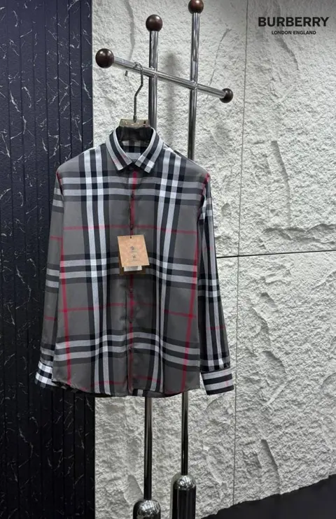 Burberry Box Pack Full Sleeves Checks Shirt Grey
