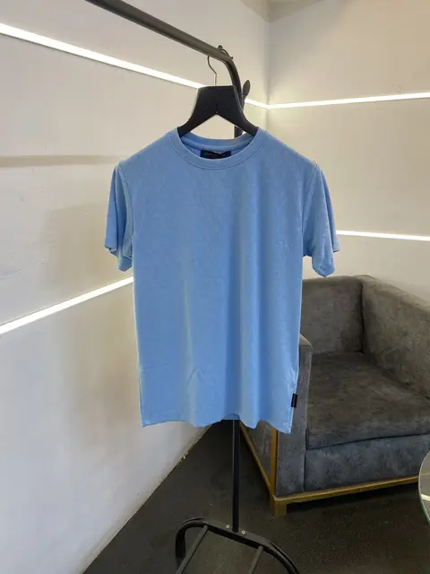 Louis Vuitton laser cut monogram round neck tshirt sky blue sale