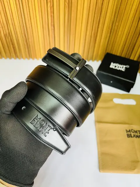 06 MONT BLANC MATTE BLACK PREMIUM QUALITY REVERSIBLE BELT WITH BOX
