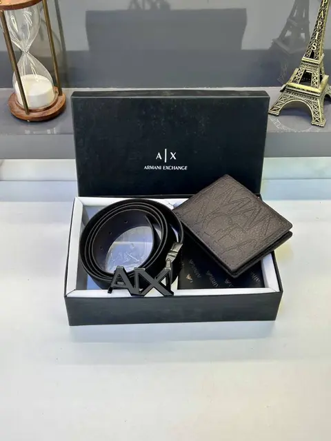 Armani Exchange Black Brown Belt &Wallet Combo Fa 727