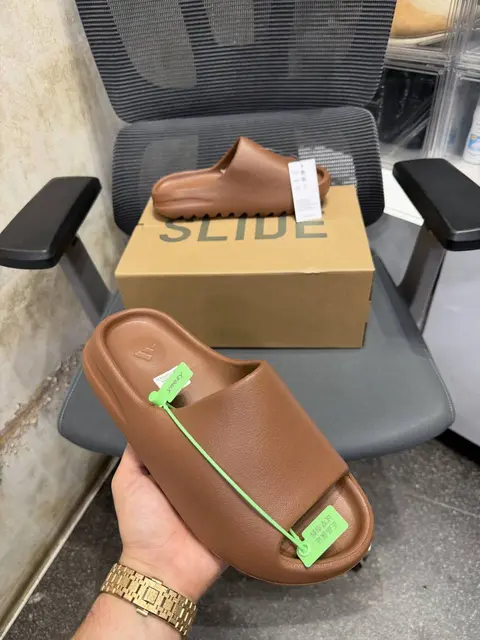 Adidas Yeezy Slide Flax Brown UA Quality With Tag Butter Papar Og Box.