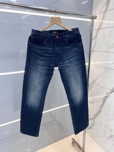 Balmain Paris Green Shade Premium Imported Stretchable Lycra Fabric Straight Fit Denim with Embroidered Logo Sale Offer 2922