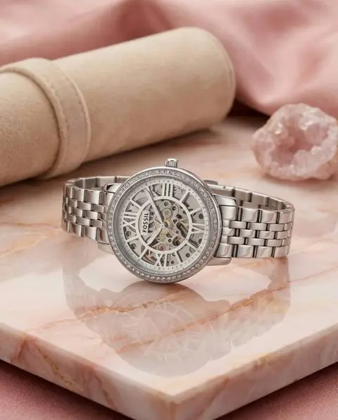 Fossil Delphi Automatic full silver