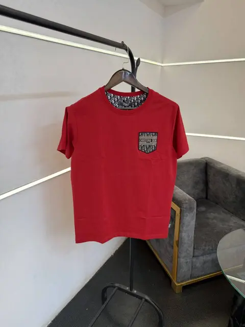Christian diyor turkish imported round neck tshirt with brand patch red