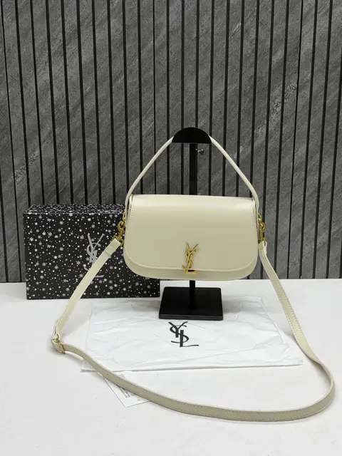 Ysl Voltaire 8868 White-Gold Shoulder Crossbody Bag With Original Box