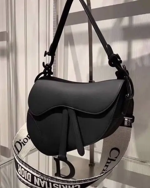 Dior CB Saddle With OriginalBox CarryBag All-Black LeatheR