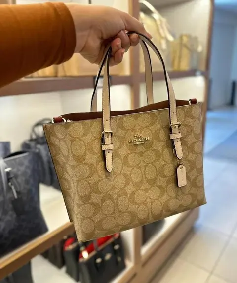 Coach Mollie 25 SuperPremium Apricot-White Small Tote With OriginalBox DustCover