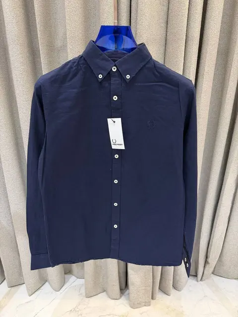 Fred Perry Navy Blue Premium Linen Shirt