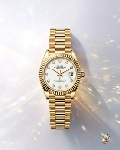 Rolex Oyester Perpetual Date Just Ladies Gold-White