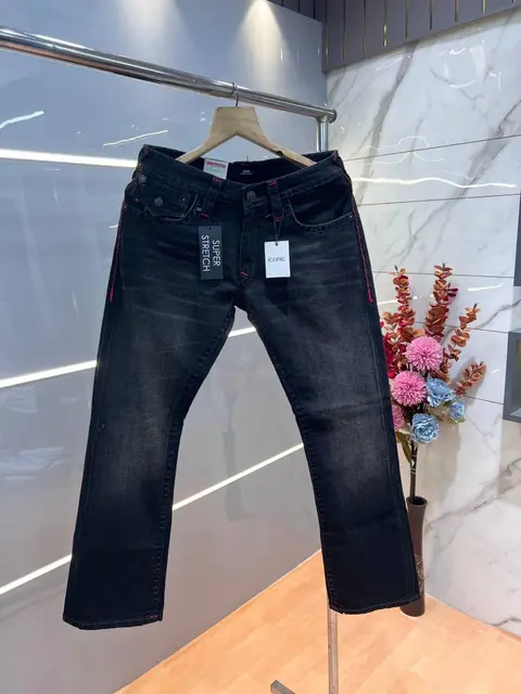 True Religio n Green Shade Premium Imported Stretchable Lycra Fabric Boot Cut Denim with Embroidered Design 3145