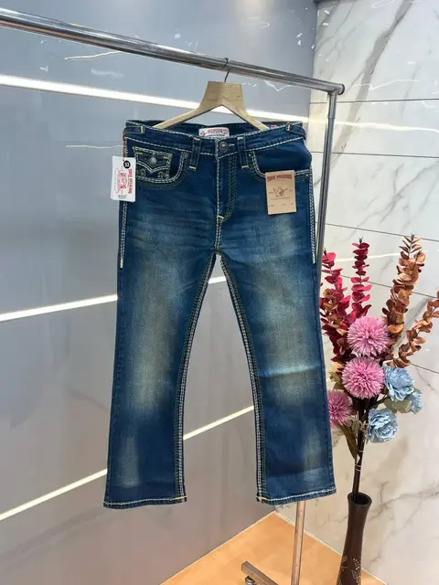 True Religio n Green Shade Boot cut Premium Imported Stretchable lycra fabric Denim with back flap pocket Design 3707