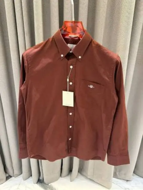Gant Pocket Logo Full Sleeves Shirt Mud Brown