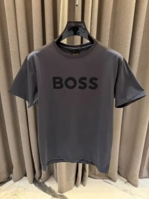 Boss Middle Brand Logo Round Neck T-shirt Stone Grey