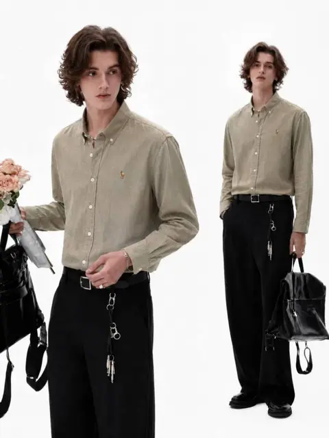 Ralph L-AUREN xP-OLO IMPORTED STORE ARTICLE SHIRT linen fabric