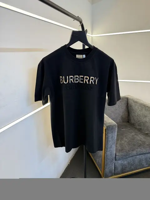Burberry black oversize puff print imported round neck tshirt