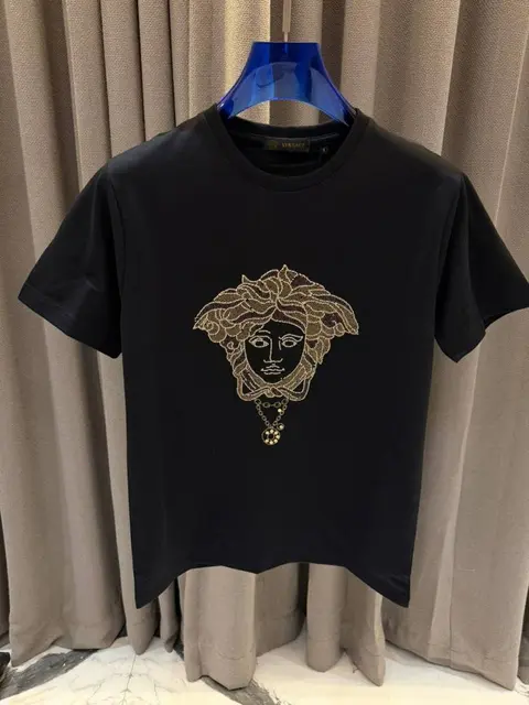 Versace Diamond Studd Round Neck T-shirt Black
