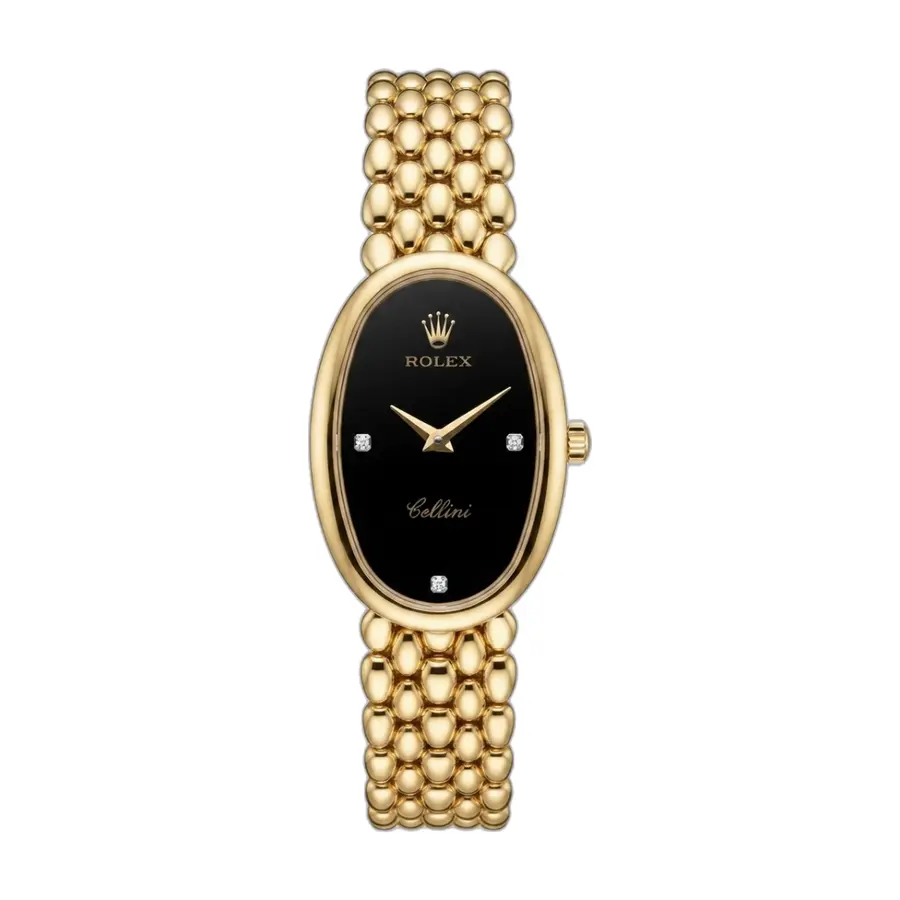Rolex Cellini Gold Black Dial - front view