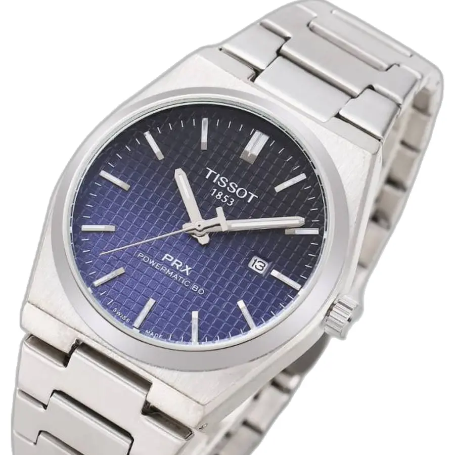 Tissot 1853 Prx Silver-Black & Purple - dial close-up