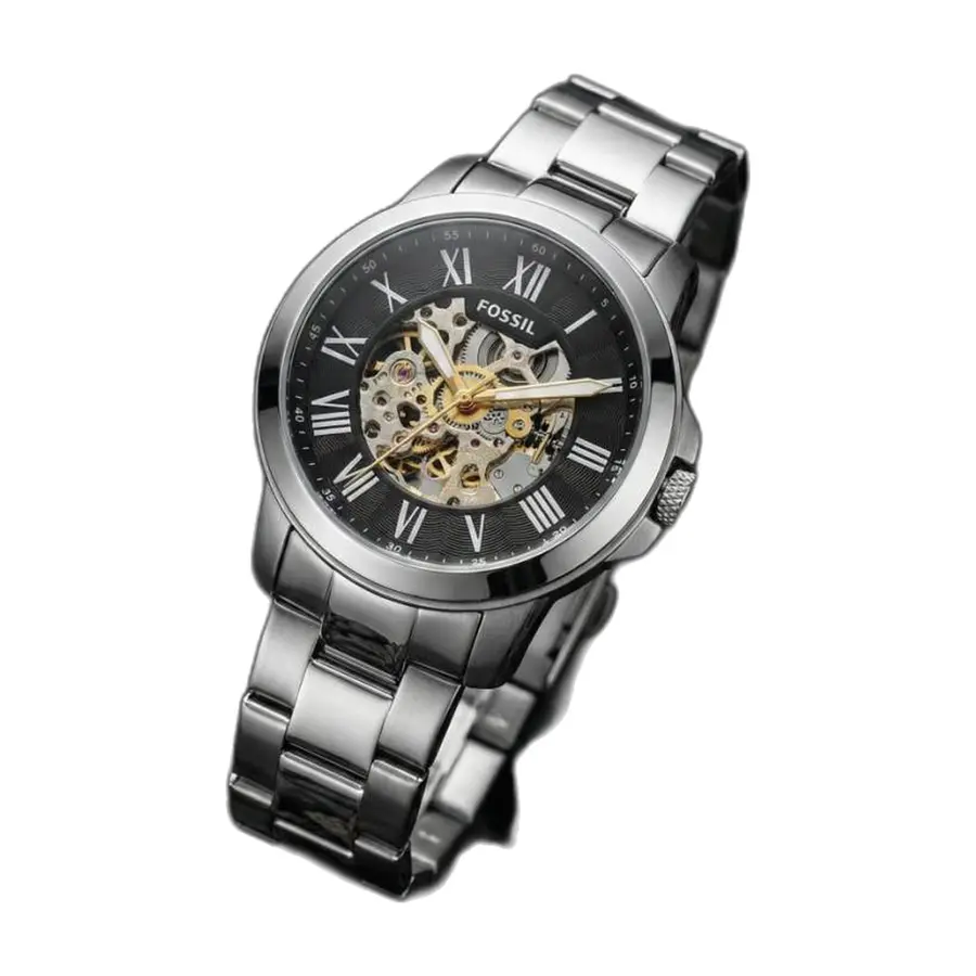 Fossil Grant Automatic Silver-Black - front view