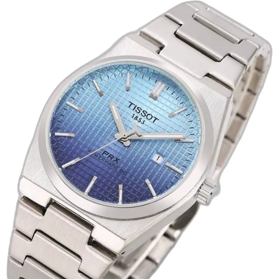 Tissot 1853 Prx Silver-SkyBlue & Blue - dial close-up
